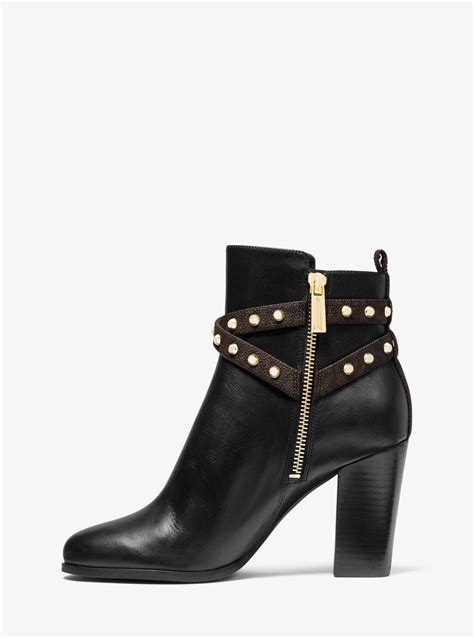 Michael Kors Preston Studded Leather Ankle Boot .